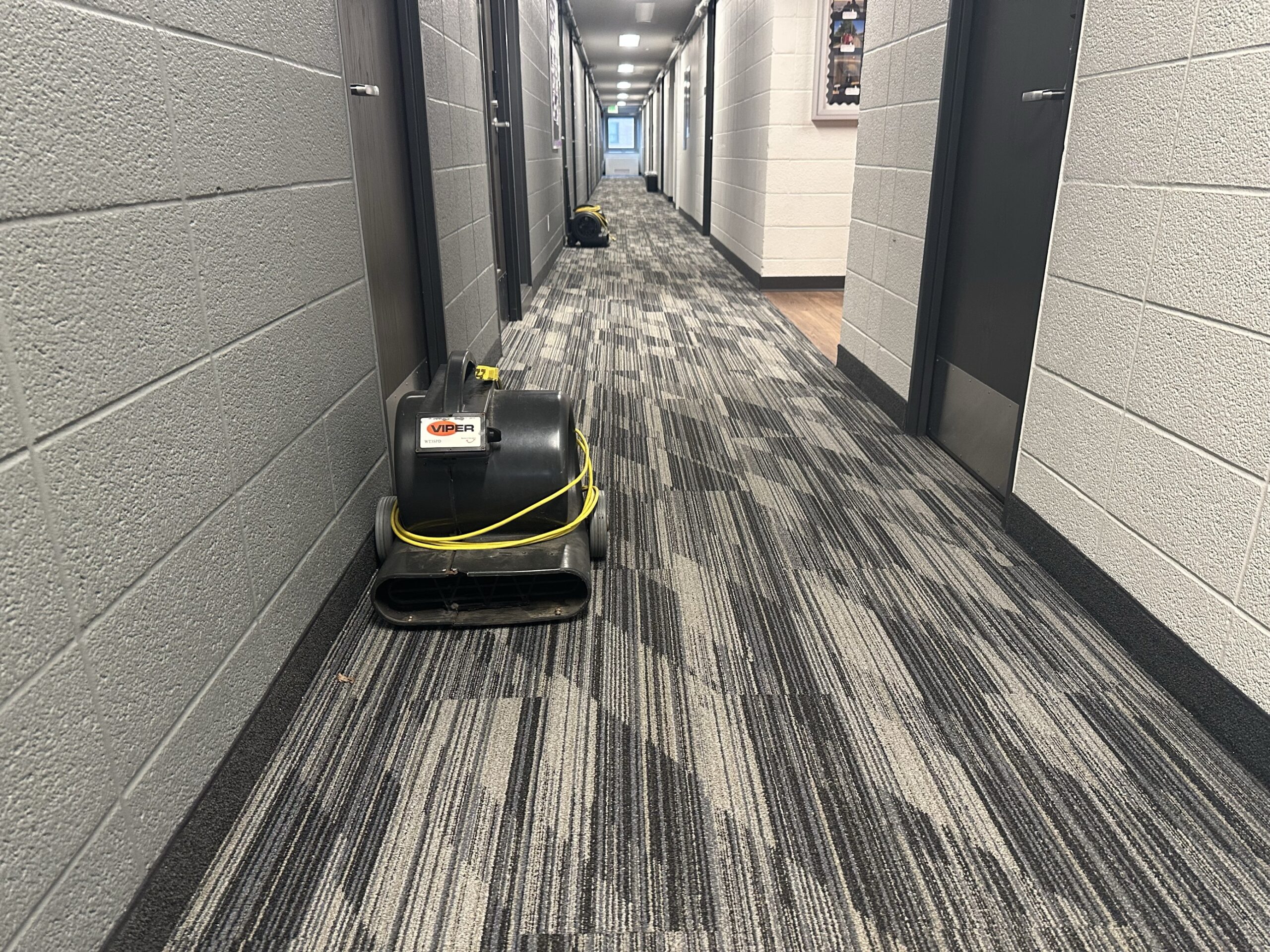 Brady Hall floods after football breaks sprinkler head