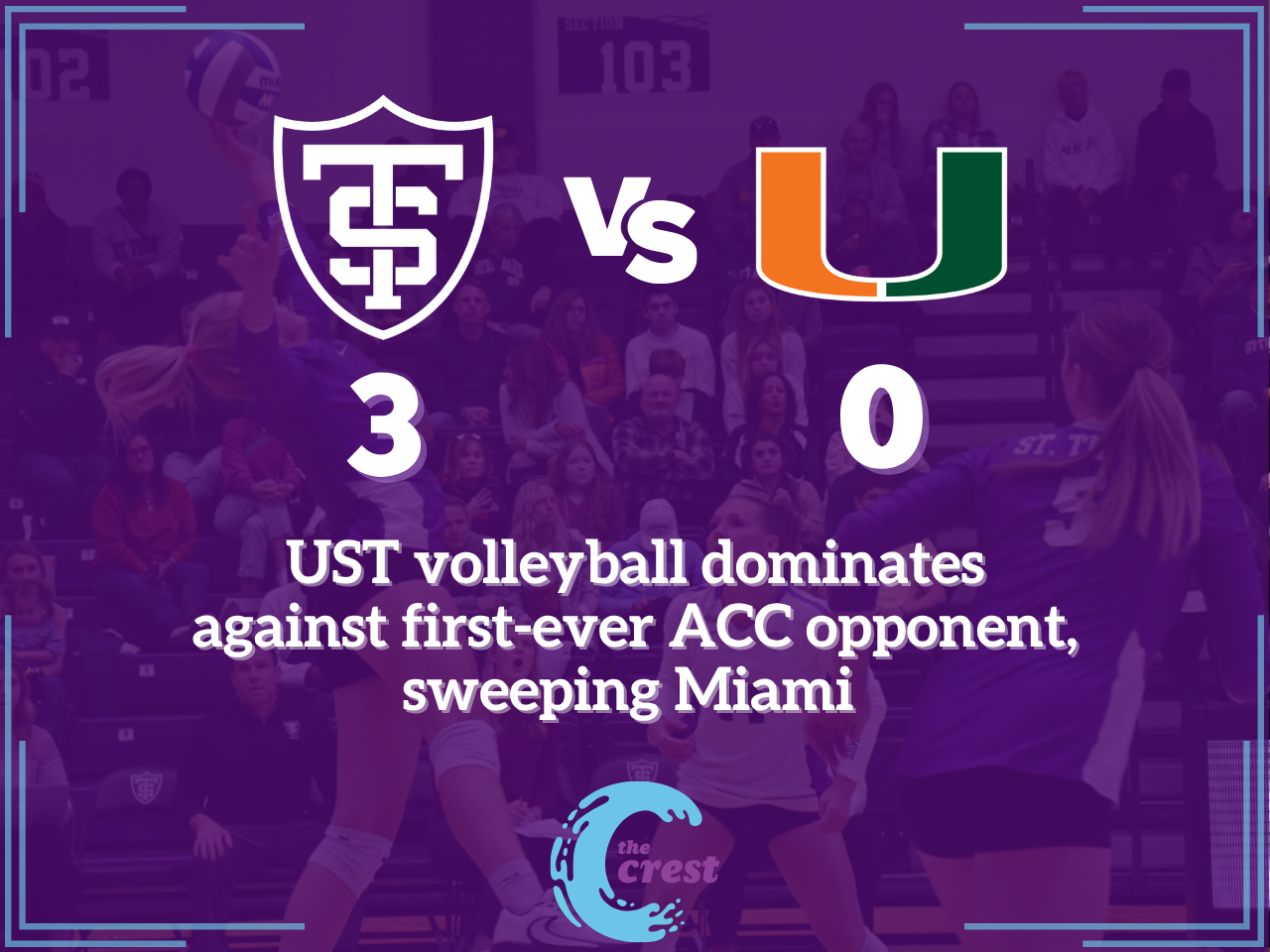 St. Thomas volleyball dominates against first-ever ACC opponent, sweeping Miami 3-0